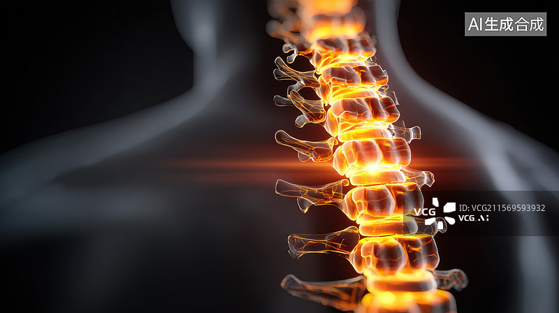 【AI数字艺术】人体脊柱的三维渲染图图片素材