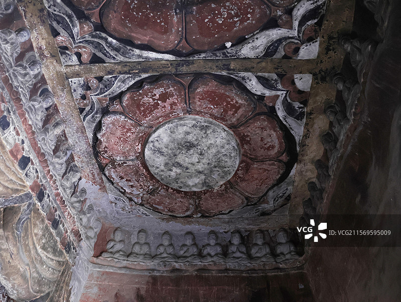 邯郸响堂山石窟洞顶图片素材