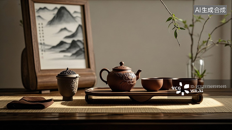 【AI数字艺术】中国风紫砂壶图片素材