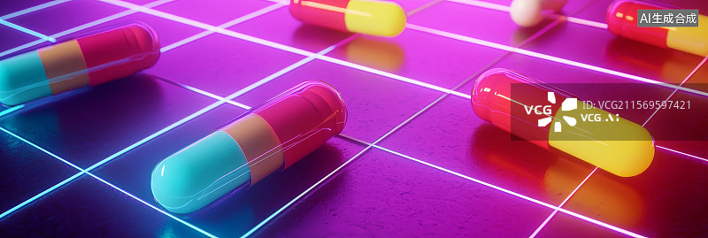 【AI数字艺术】医药用品科技感展示场景图片素材