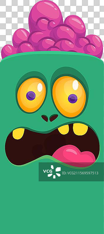 搞笑的卡通绿色僵尸角色设计图片素材