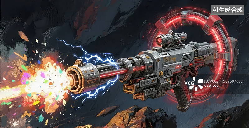 【AI数字艺术】科幻风格的未来武器发射图片素材