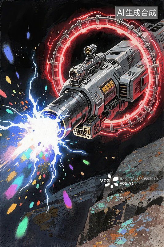 【AI数字艺术】科幻武器发射能量光束图片素材