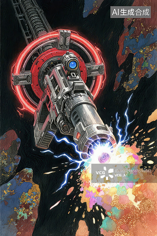 【AI数字艺术】科幻武器发射能量光束图片素材