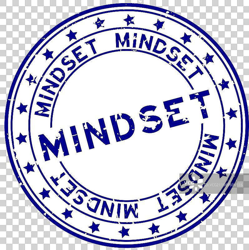 复古蓝色心态字样圆形橡胶印章图片素材