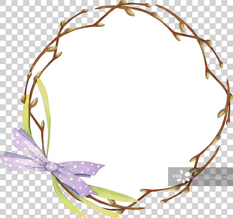 春季水彩手绘圆形花环图片素材