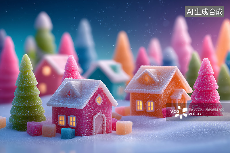 【AI数字艺术】可爱的糖果屋插画图片素材