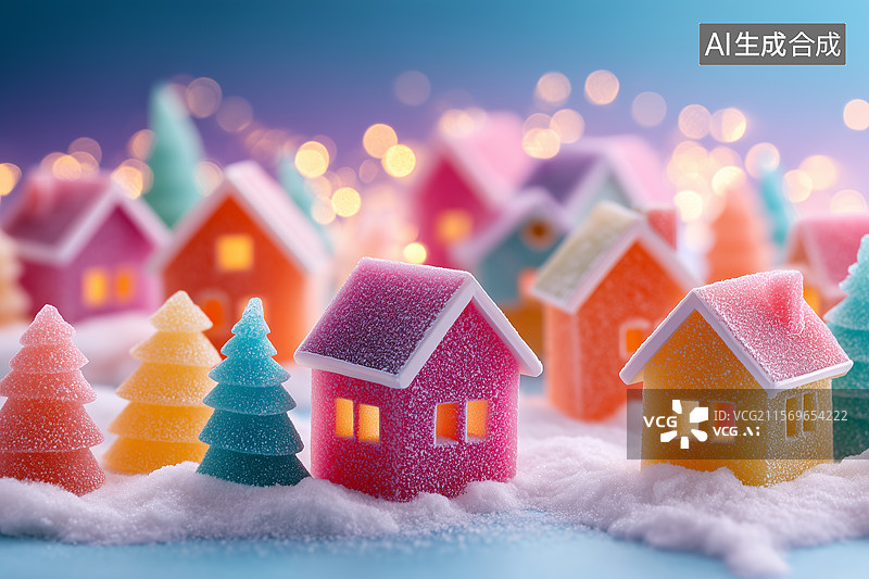 【AI数字艺术】可爱的糖果屋插画图片素材