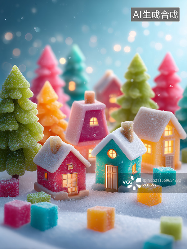 【AI数字艺术】可爱的糖果屋插画图片素材