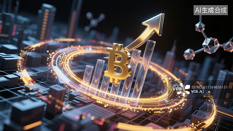 【AI数字艺术】比特币金融股市交易所分析数据图标概念图图片素材