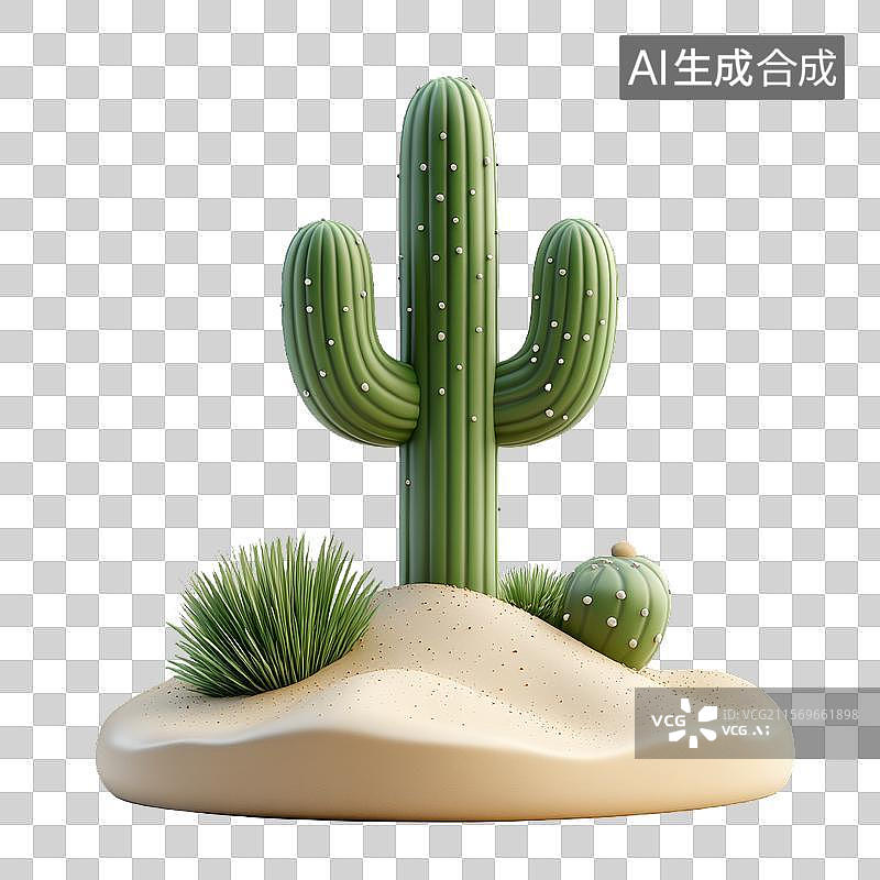 【AI数字艺术】沙漠中的仙人掌图片素材