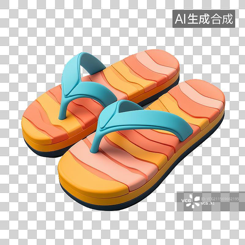 【AI数字艺术】彩色条纹拖鞋图片素材