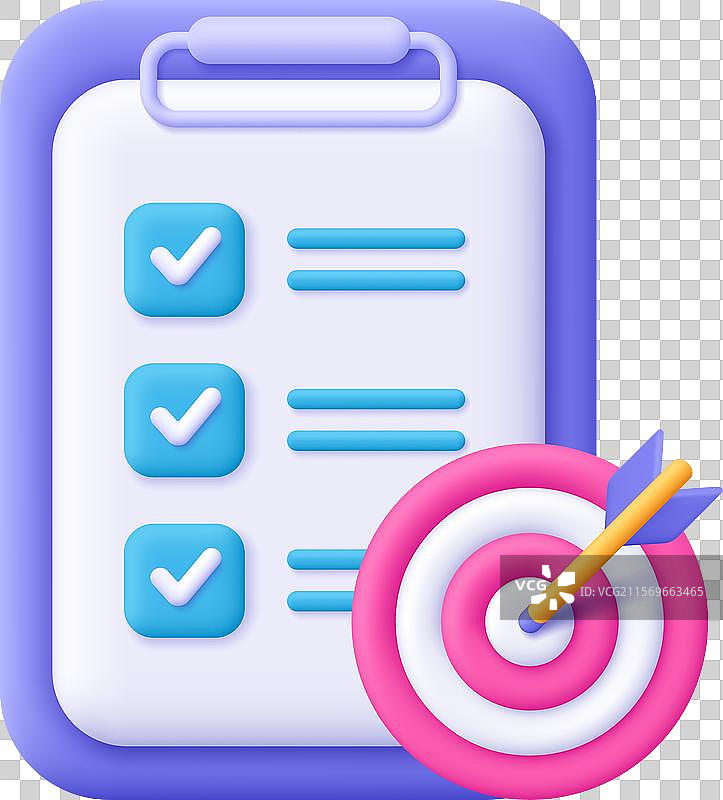 带有清单和目标业务的剪贴板图片素材