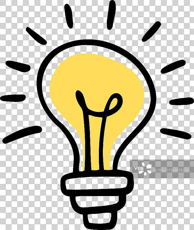 灯泡创意光芒涌现涂鸦卡通扁平风格图片素材