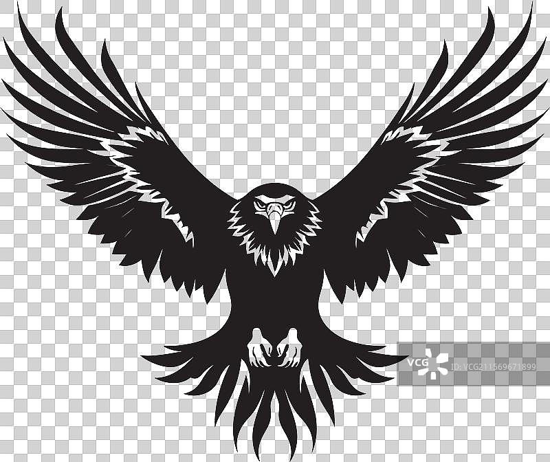 雄伟的墨水融合纹身风格鹰徽章图片素材