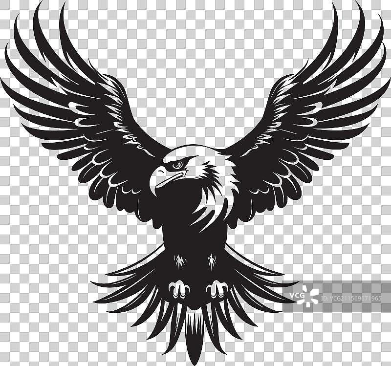 雄伟的墨水融合纹身风格鹰徽章图片素材