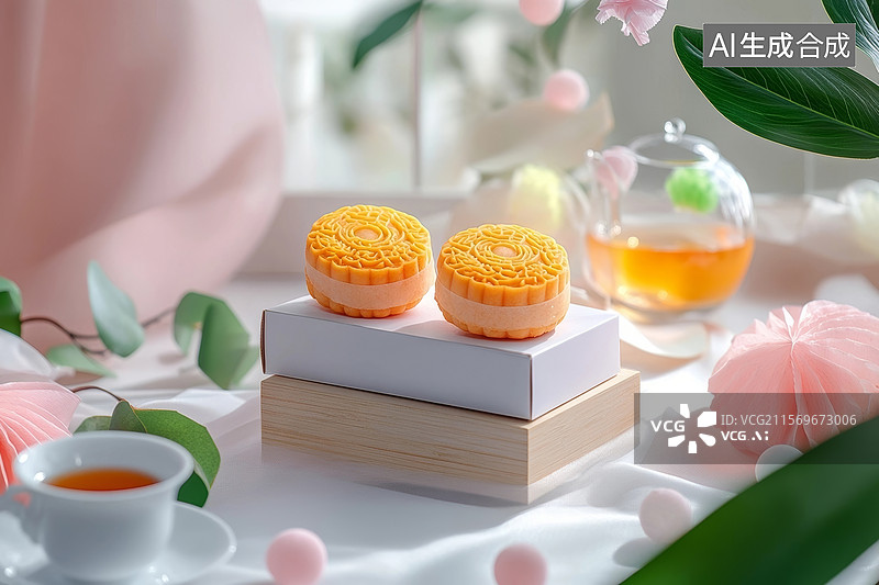 【AI数字艺术】创意月饼造型饼干图片素材