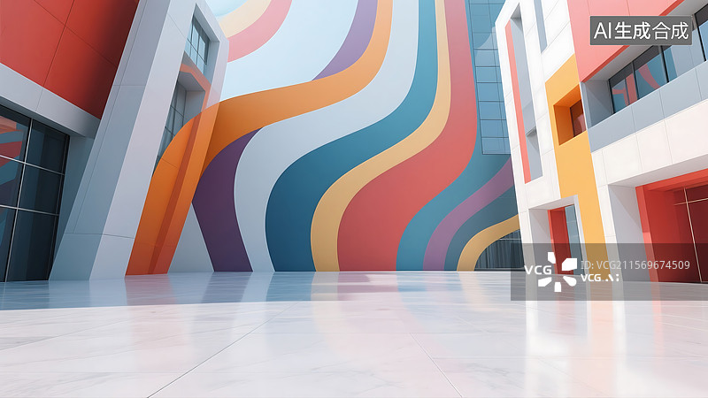 【AI数字艺术】多色的艺术风格建筑背景图图片素材