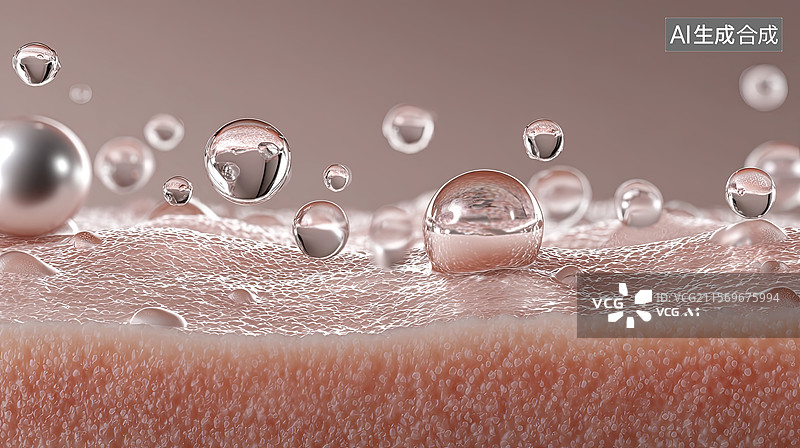 【AI数字艺术】皮肤表面的水滴特写图片素材