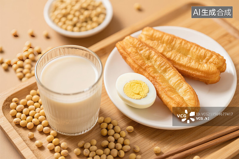 【AI数字艺术】早餐豆浆油条图片素材