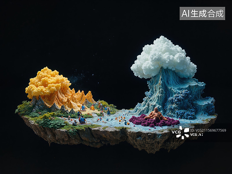 【AI数字艺术】梦幻岛屿奇景图片素材