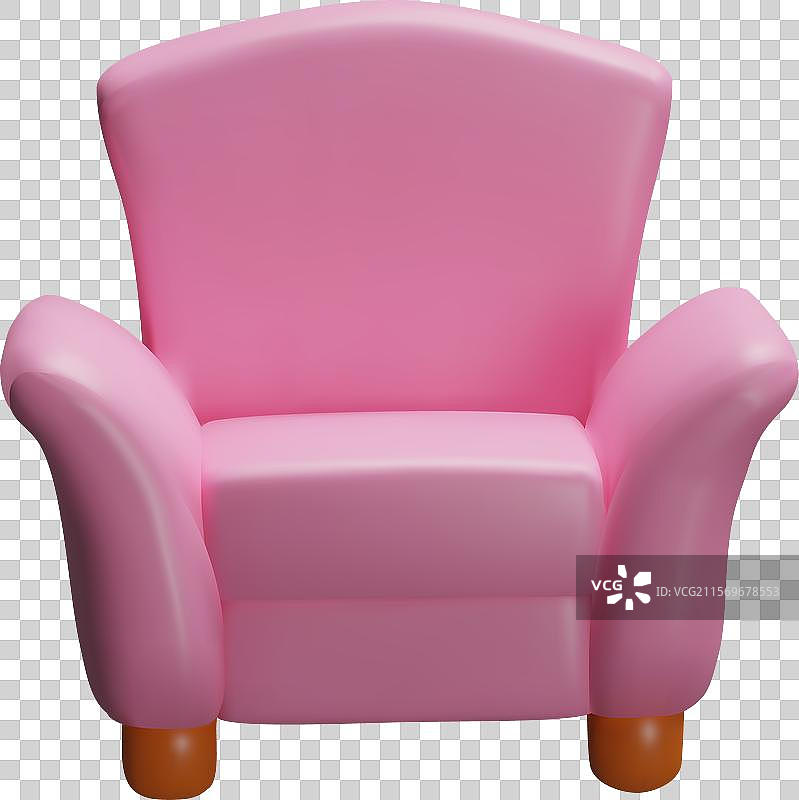粉色扶手椅 3D 图标图片素材