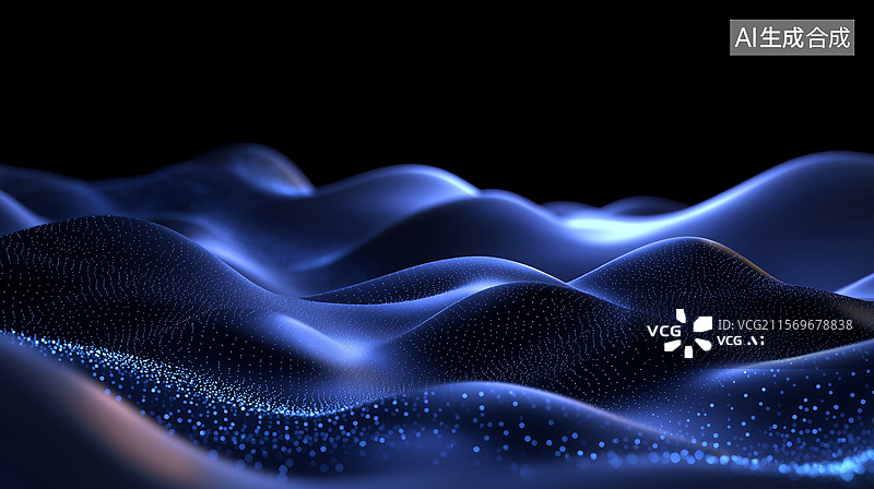 【AI数字艺术】科幻奇幻领域的幻蓝光波图片素材