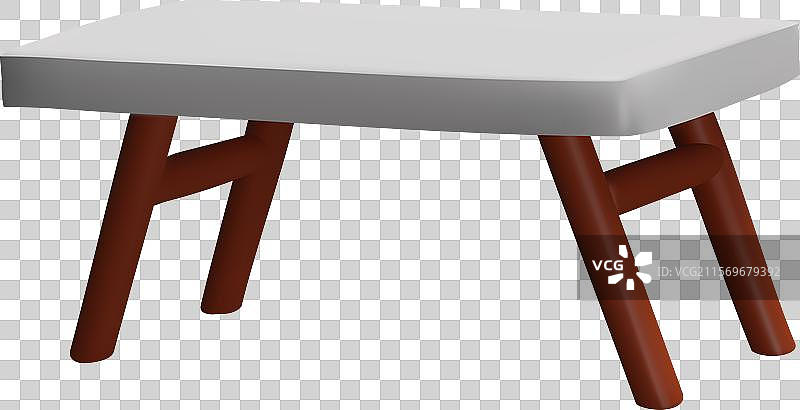 一张带有木腿的3D矩形折叠桌图片素材