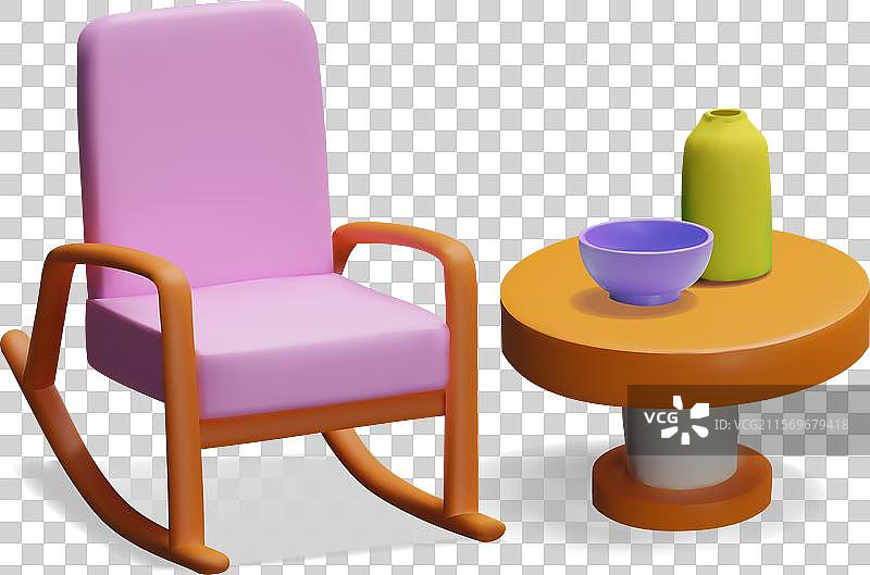 复古摇椅的3D图像图片素材