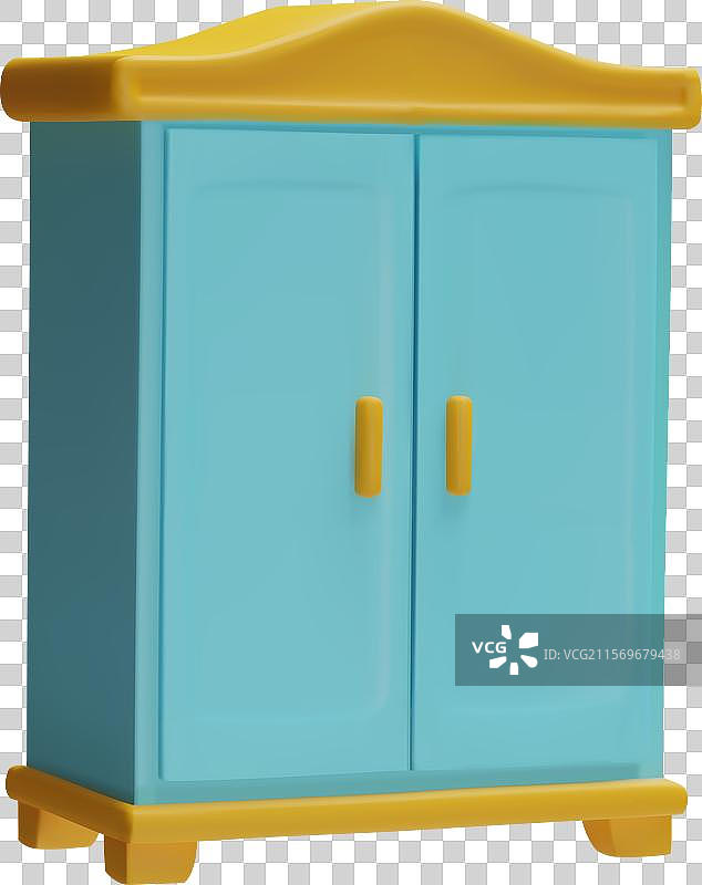 封闭的蓝色衣柜 3D 塑料风格图片素材
