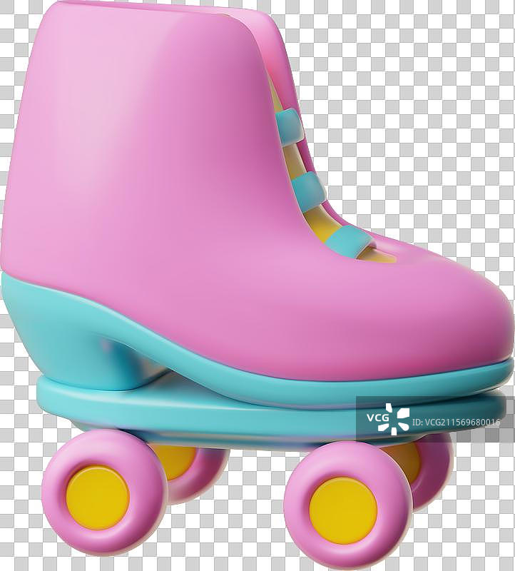 复古粉色滑冰鞋 3D 塑料风格图片素材