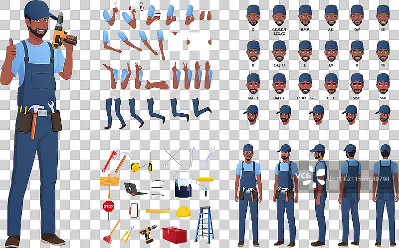 黑色维护工程师角色创作与图片素材