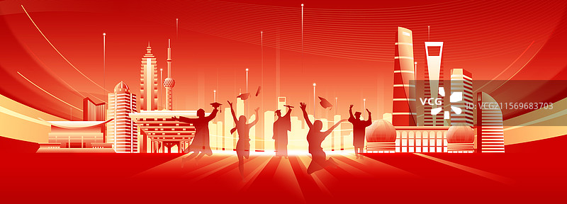 决战高考上海城市建筑矢量插画图片素材