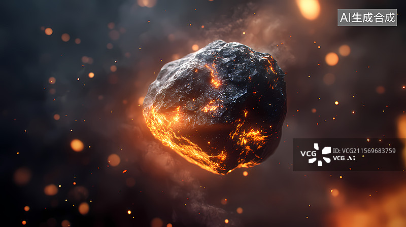 【AI数字艺术】燃烧的宇宙陨石图片素材