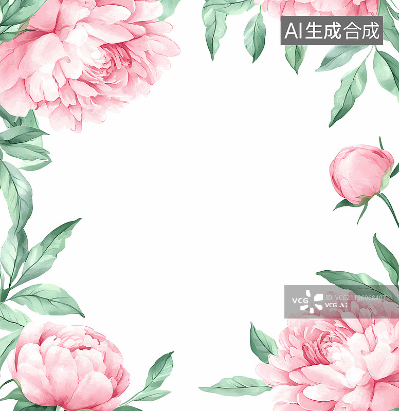 【AI数字艺术】粉色花卉的浪漫边框图片素材