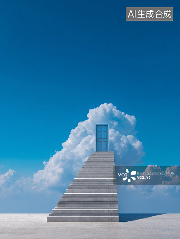 【AI数字艺术】通往云端的阶梯图片素材