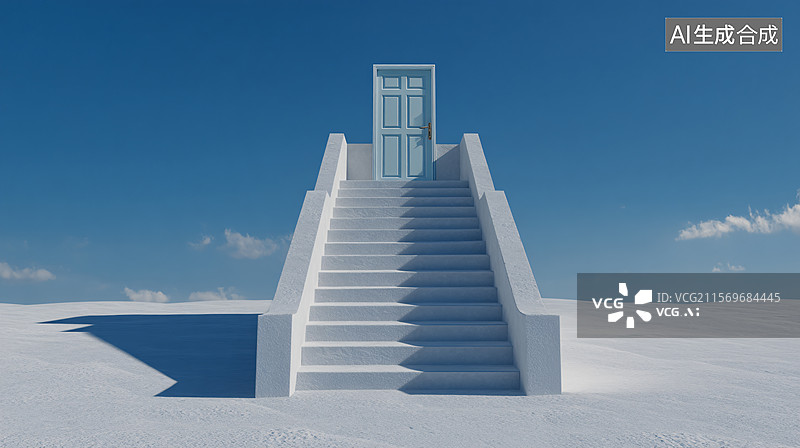 【AI数字艺术】通往云端的阶梯图片素材