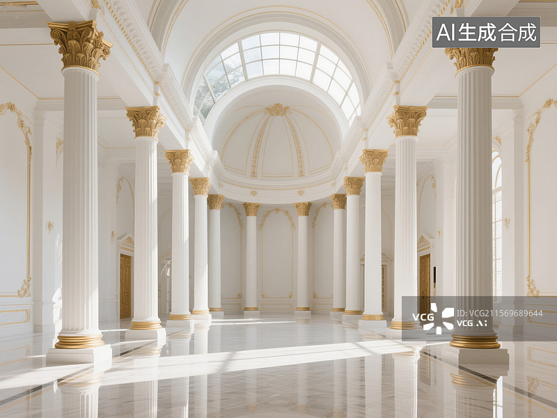 【AI数字艺术】豪华古典风格的室内大厅景观图片素材