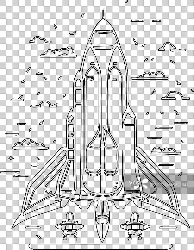 航天飞机轮廓草图图片素材