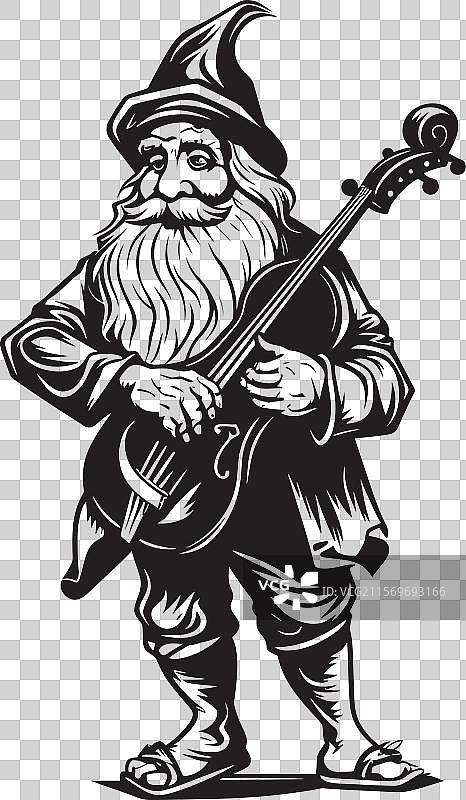 精灵交响乐团的标志，包含小矮人和小提琴精灵图片素材