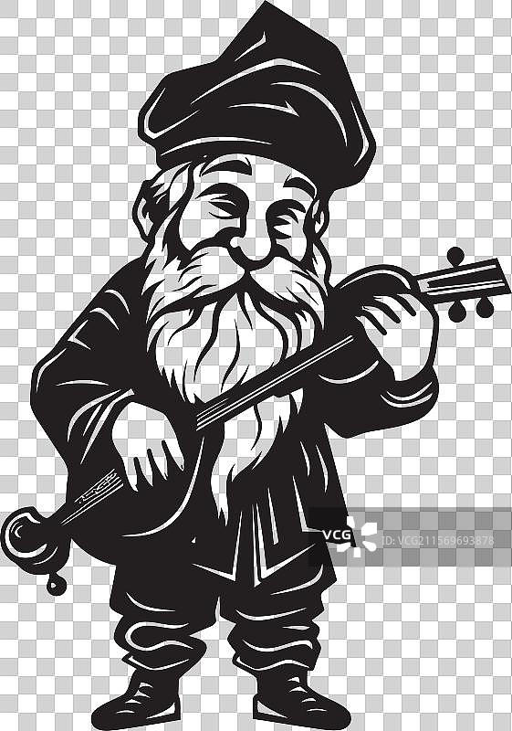 自然笔记的标志设计，包含侏儒和小提琴图片素材