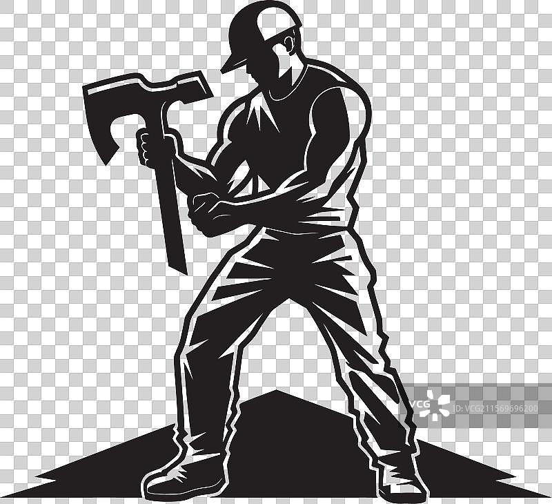 锤子高地，挥舞锤子的工人标志图片素材