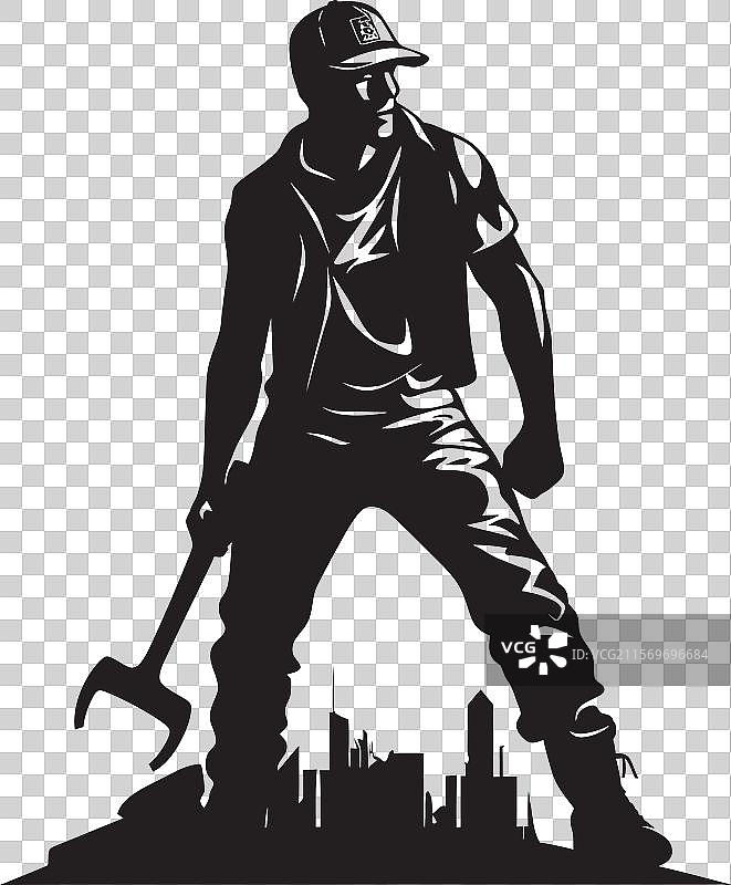 强大的锤子工人标志图片素材