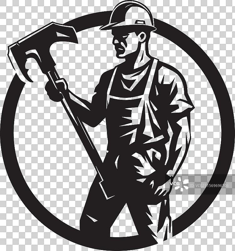 建设性工匠挥舞锤子的图标图片素材