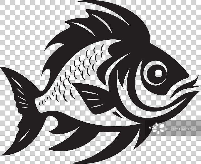 水域气息标志设计与河流鱼类流动图片素材