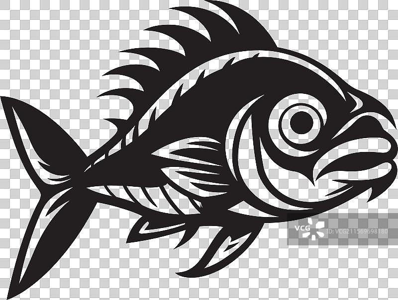 简化的闪光河流鱼标志瀑布画布图片素材