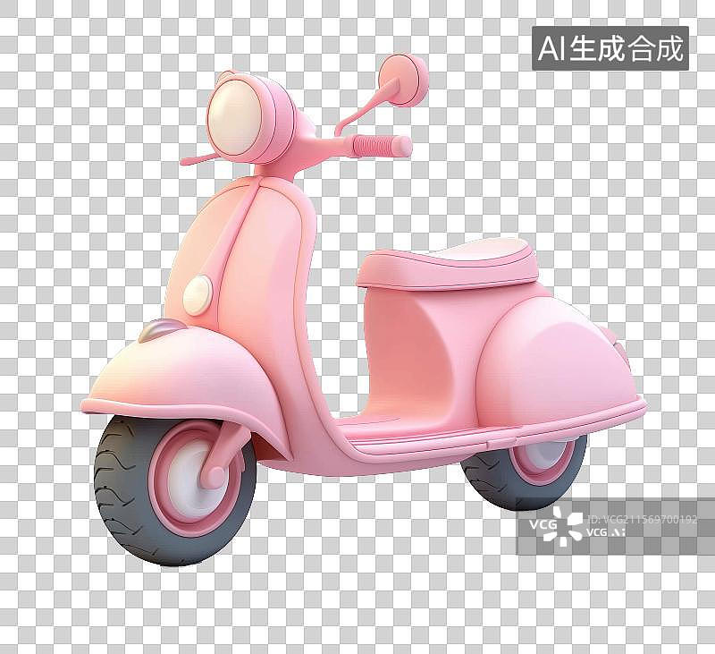 【AI数字艺术】免扣元素粉色的电动自行车图标图片素材