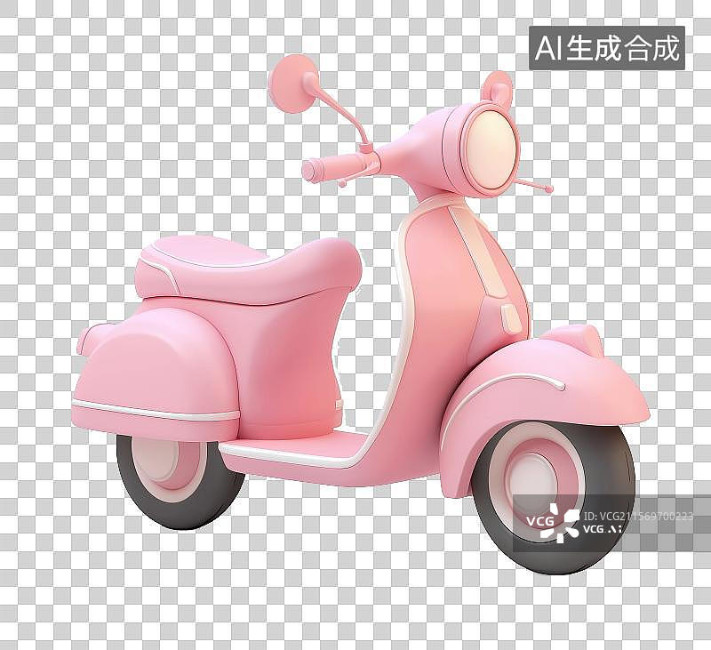 【AI数字艺术】免扣元素粉色的电动自行车图标图片素材