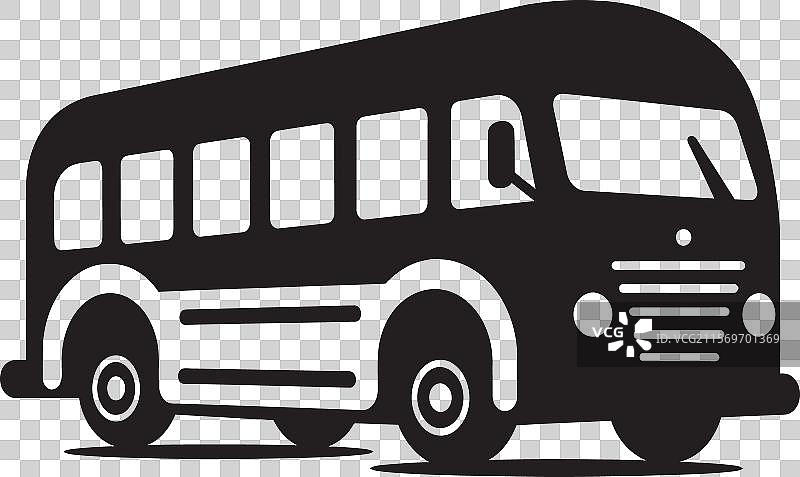 双层巴士的扁平设计艺术，展示了人们在招手。图片素材