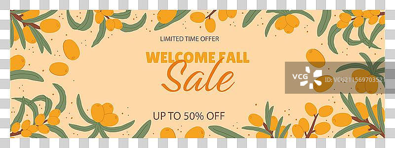 海棠果秋季促销横幅图片素材